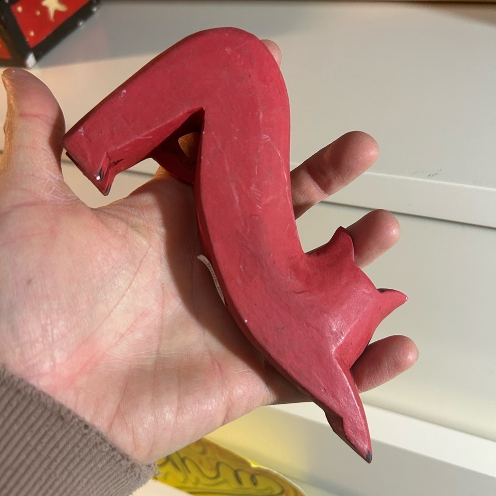 Handcrafted 6" Red Cat Figurine Indonesia - Picture 5 of 8